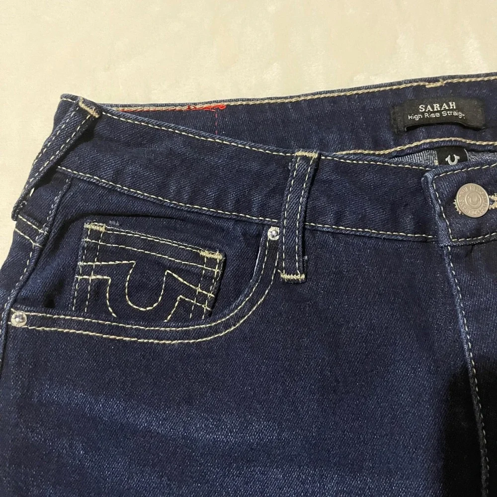 True Religion Sarah High Rise Straight Jeans Dark Mahogany Wood Wash Size 30 New